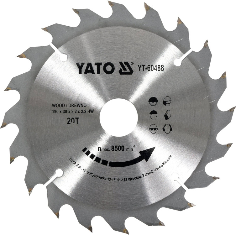 Yato YT-60488 Tarcza widiowa do drewna 190x20Tx30