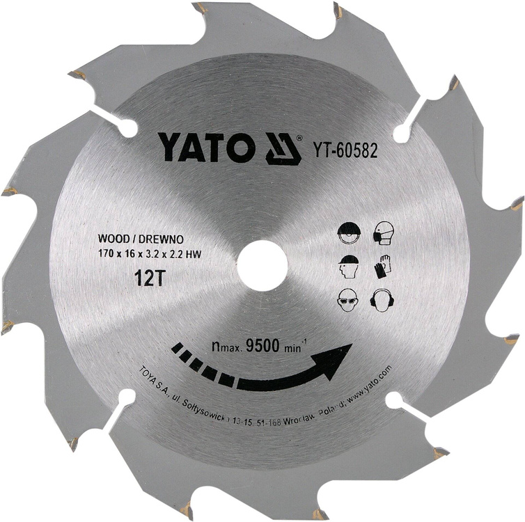 Yato YT-60582 Tarcza widiowa do drewna 170x12Tx16