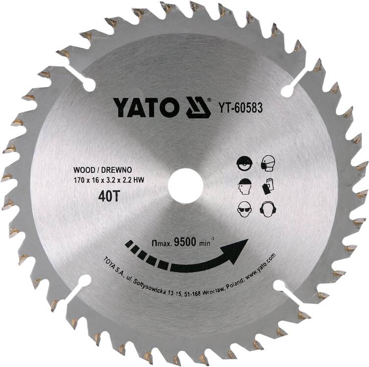 Yato YT-60583 Tarcza widiowa do drewna 170x40Tx16