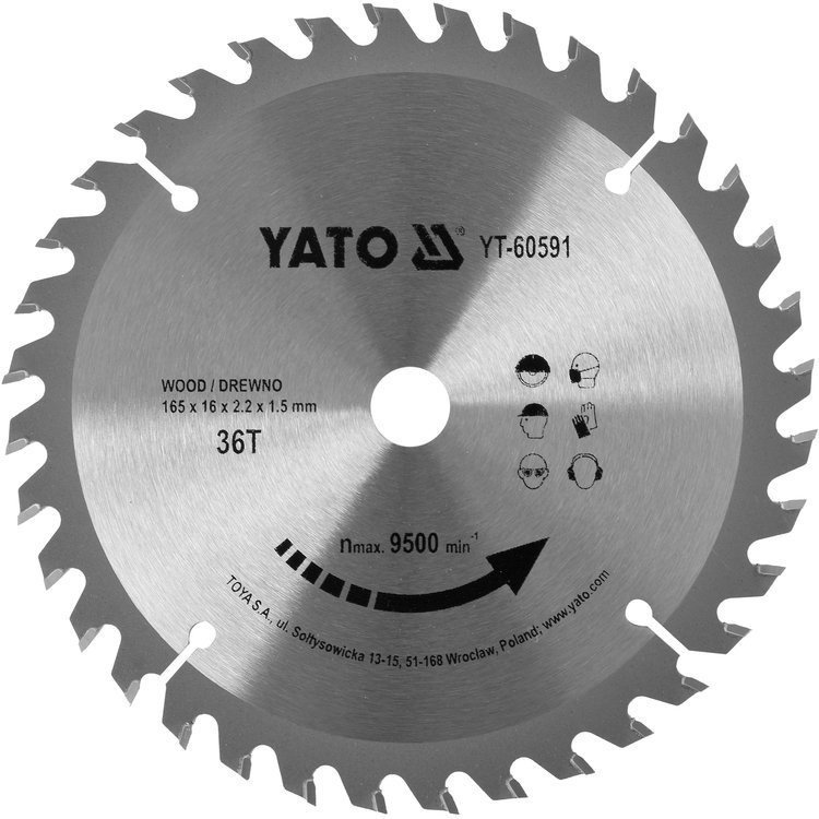 Yato YT-60591 Tarcza widiowa do drewna 165 mm 36 T