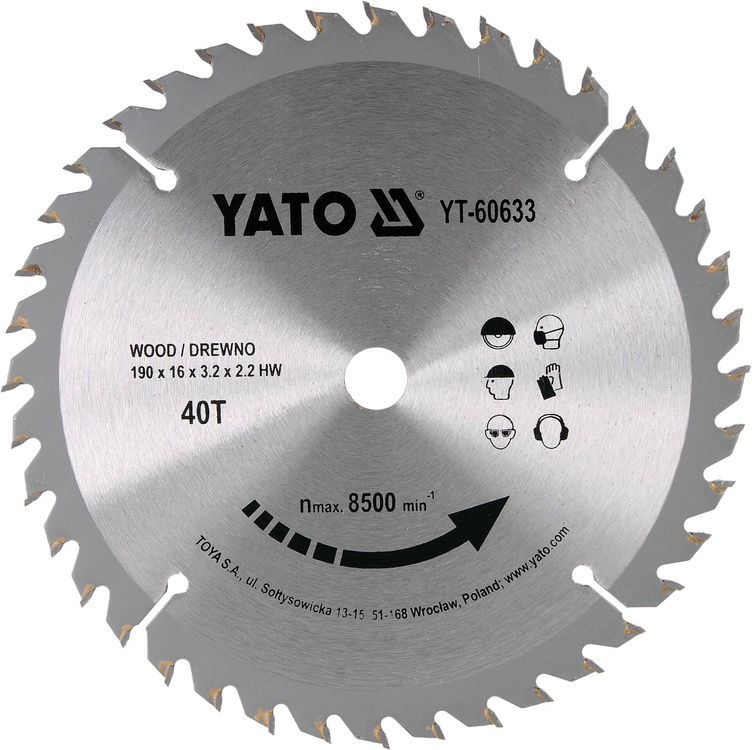 Yato YT-60633 Tarcza widiowa 190x40Tx16mm