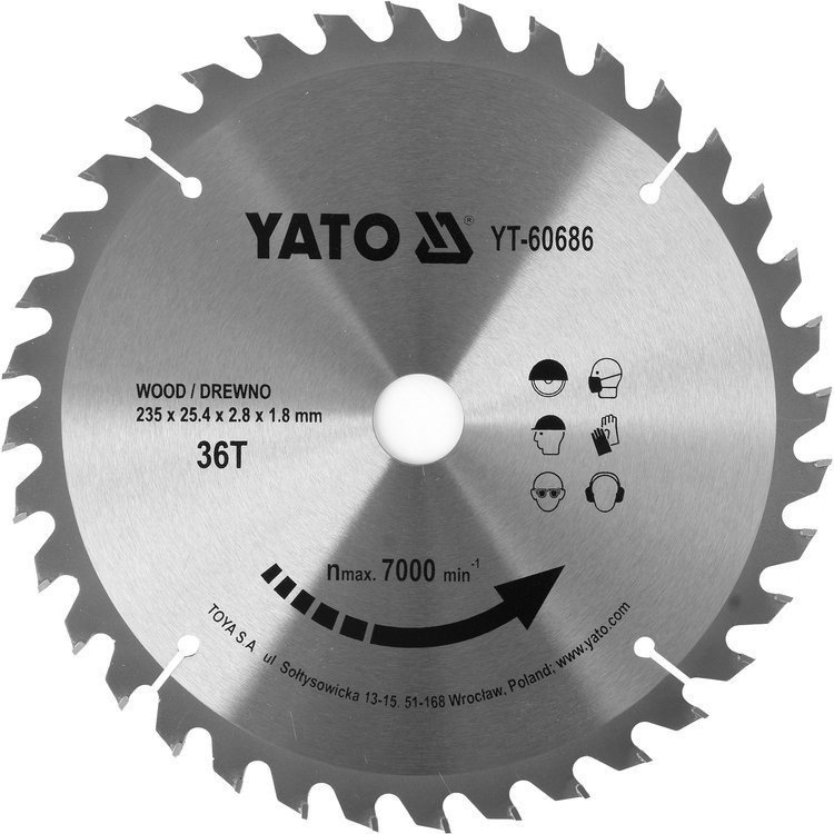 Yato YT-60686 Tarcza widiowa do drewna 235 mm 36 T