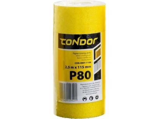 Condor CON-RMY-1108 Papier ścierny 2,5m 115mm P80