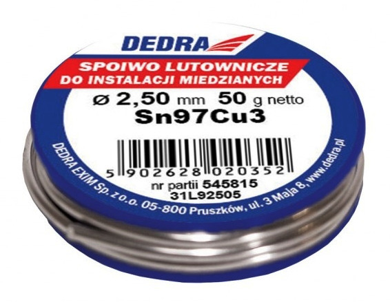 DEDRA 31L92505 Spoiwo do instalacji miedź. 2,5mm