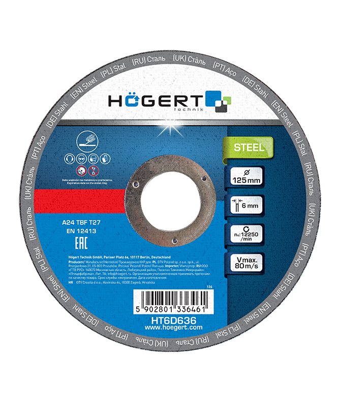 Hogert HT6D636 Tarcza korundowa do metalu 125 mm