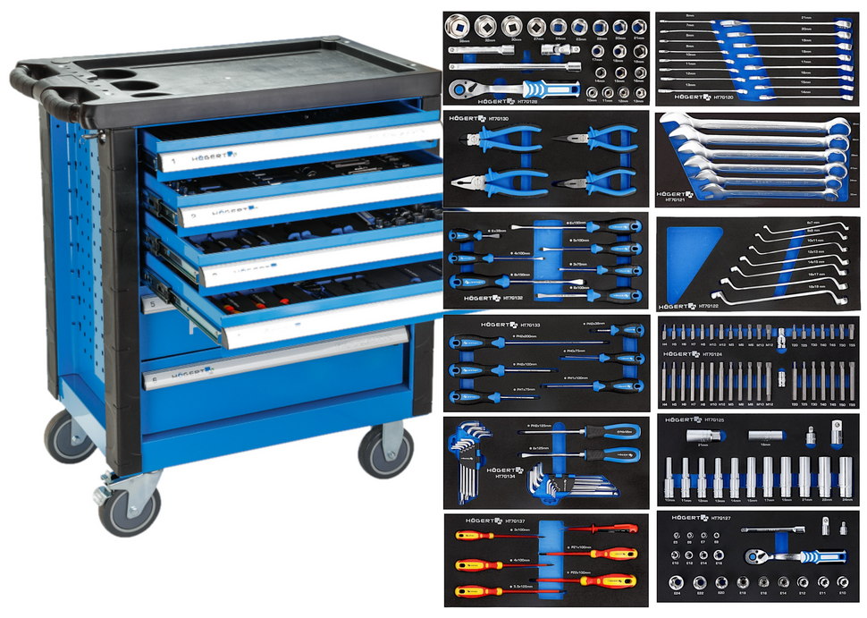Hogert HT7G052 Szafka narzędziowa serwis 171 elem.