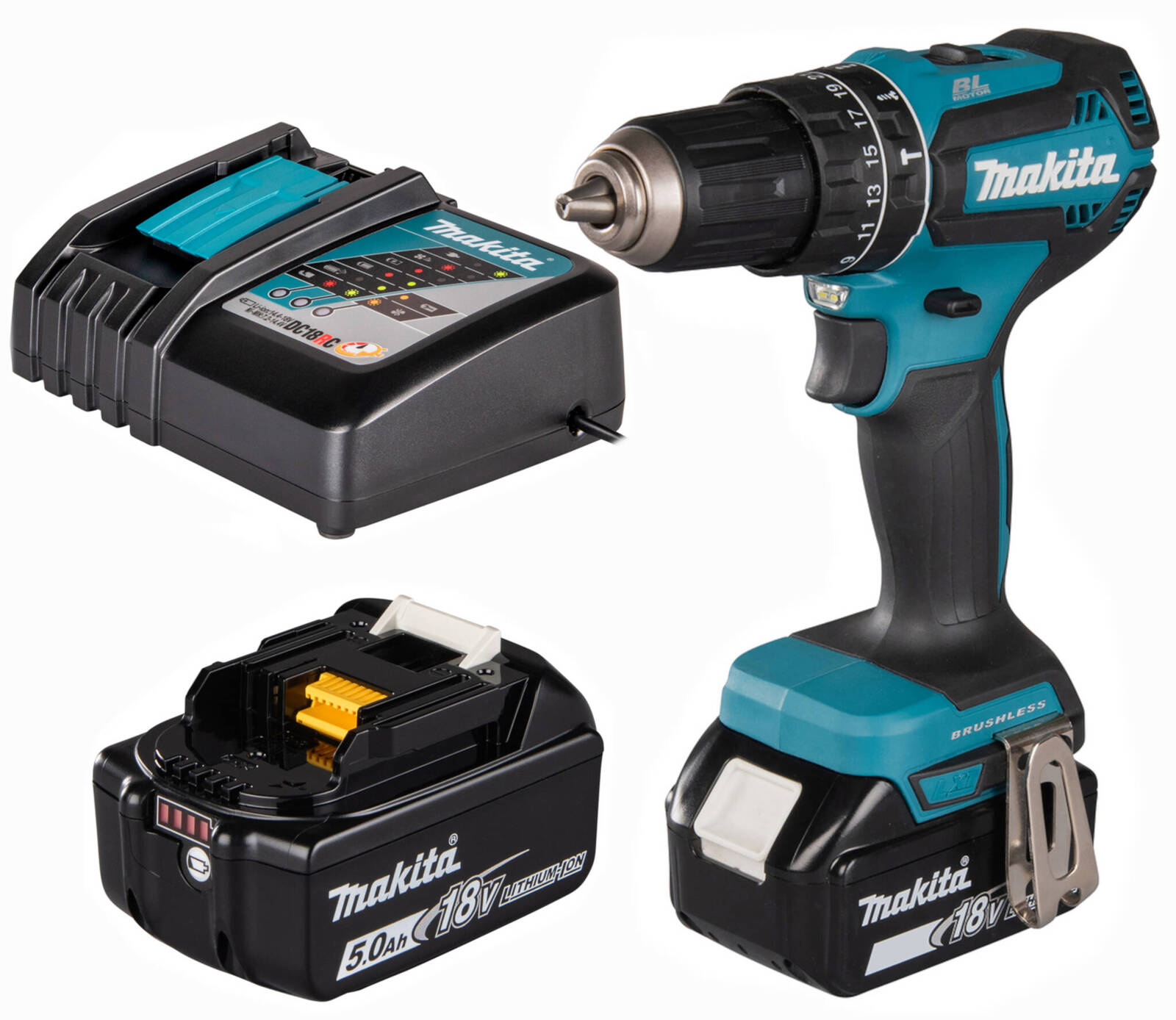 Makita DHP485RTJ Wiertarko-wkrętarka 2 x 5 Ah 18V