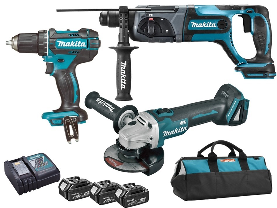 Makita ZESTAW COMBO 18V (DGA504+DHR241+DDF482)