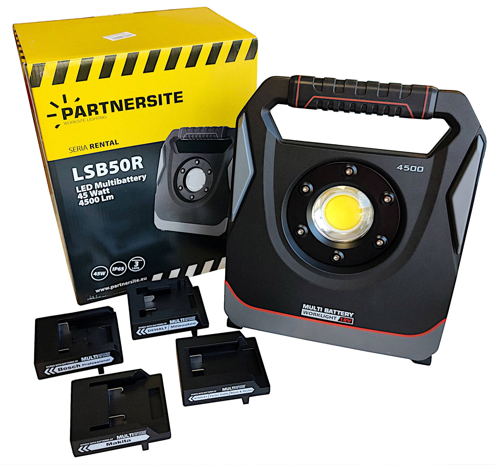 Partnersite LSB50R Lampa przenośna 18V + adaptery