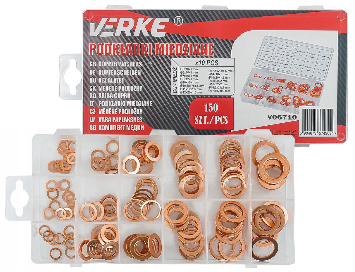 Verke V06710 Podkładki miedziane 150 szt.