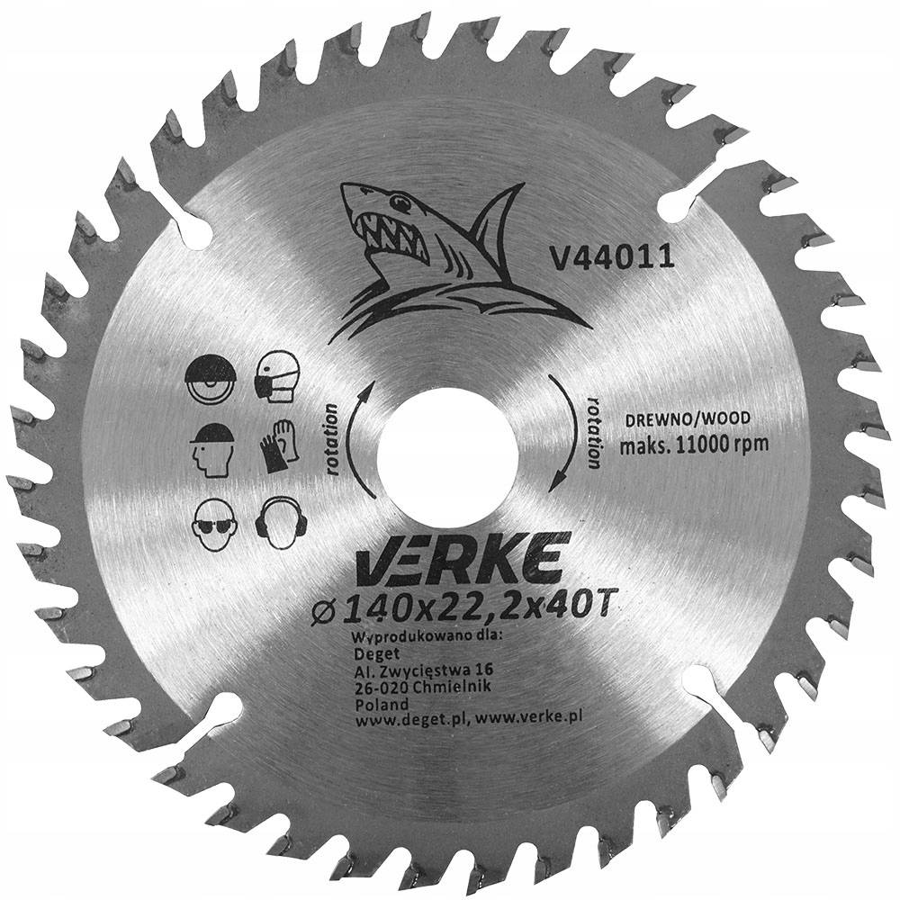 Verke V44011 Tarcza widiowa 140 mm 40T 22.2mm