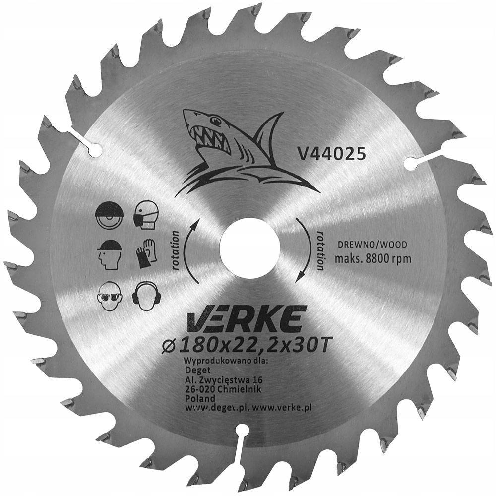 Verke V44025 Tarcza widiowa 180 mm 30T 22,2mm