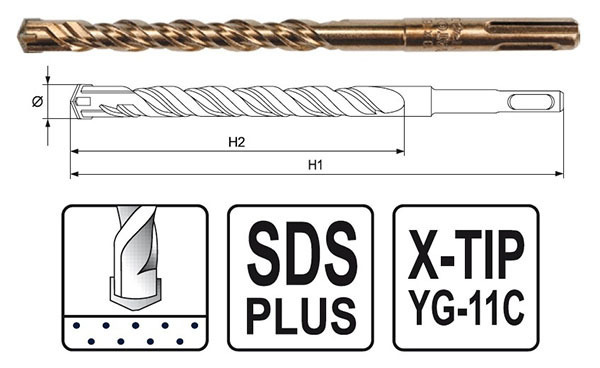 YATO YT-4220 WIERTŁO DO BETONU 16X200MM SDS+ X-TIP