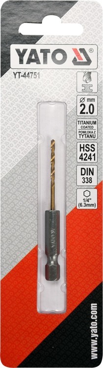 Yato YT-44751 Wiertło do metalu HSS-TIN 2,0mm HEX