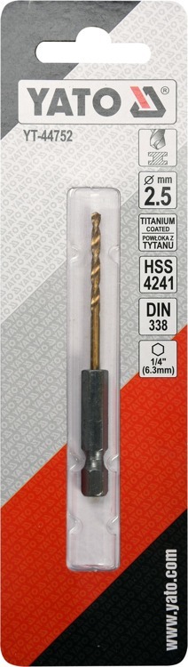 Yato YT-44752 Wiertło do metalu HSS-TIN 2,5mm HEX