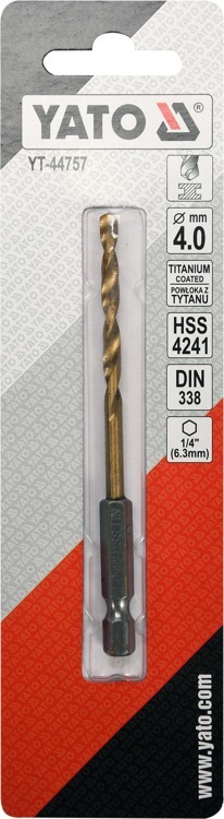 Yato YT-44757 Wiertło do metalu HSS-TIN 4,0mm HEX