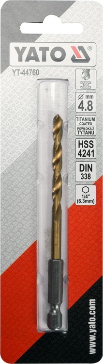 Yato YT-44760 Wiertło do metalu HSS-TIN 4,8mm HEX