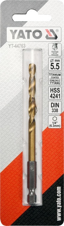 Yato YT-44763 Wiertło do metalu HSS-TIN 5,5mm HEX