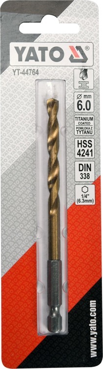 Yato YT-44764 Wiertło do metalu HSS-TIN 6,0mm HEX