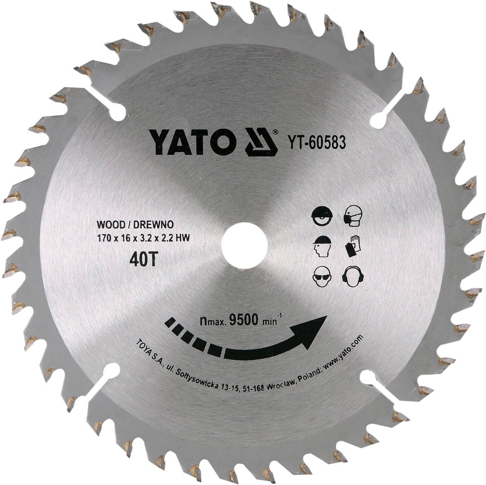 Yato YT-60583 Tarcza widiowa do drewna 170x40Tx16