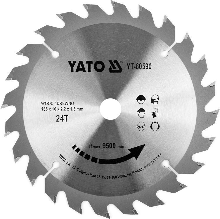 Yato YT-60590 Tarcza widiowa do drewna 165 mm 24 T