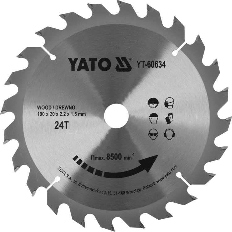 Yato YT-60634 Tarcza widiowa do drewna 190 mm 24 T