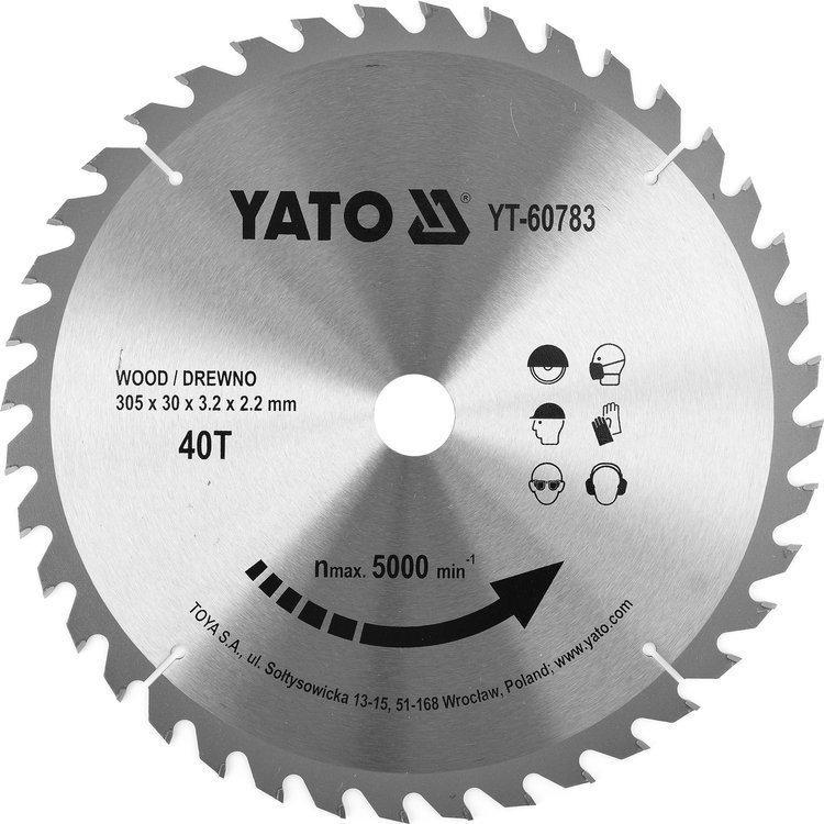 Yato YT-60783 Tarcza widiowa do drewna 305 mm 40 T