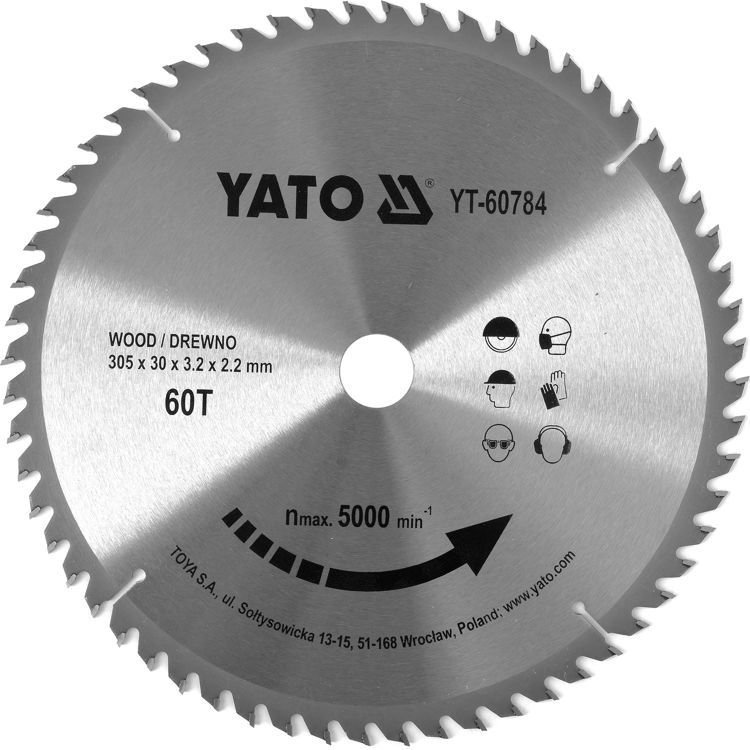 Yato YT-60784 Tarcza widiowa do drewna 305 mm 60 T