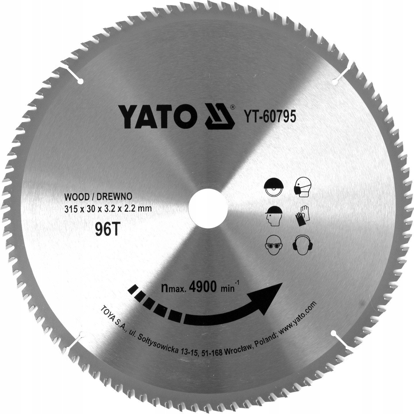 Yato YT-60795 Tarcza widiowa do drewna 315 mm 96 T