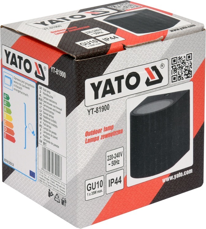 Yato YT-81900 Lampa ścienna zewnętrzna alu 1xGU10